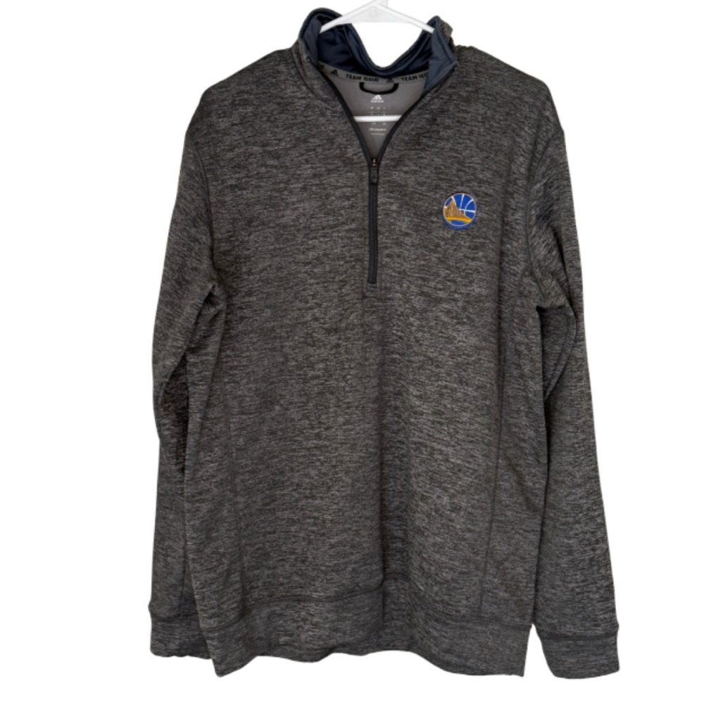 adidas Golden State Warriors Dark Gray Zip-Up Sweater